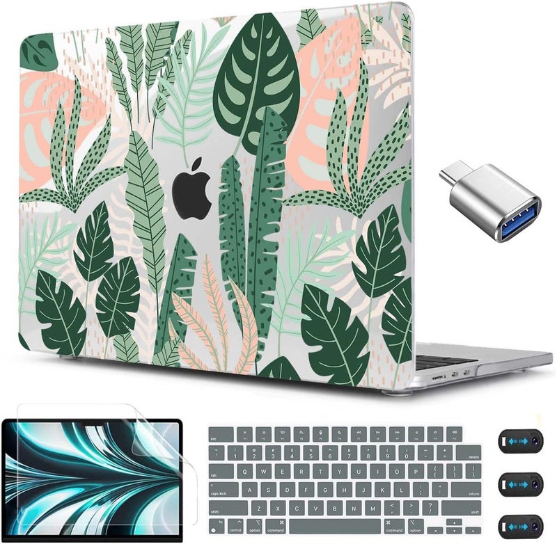 CISSOOK MacBook Air 13.6 inch Case A2681 M2 A3113 M3 with Touch ID, Tropical Palm Leaves, Hard Shell, Keyboard Cover, Screen Protector, Type C Adapter - Image 1